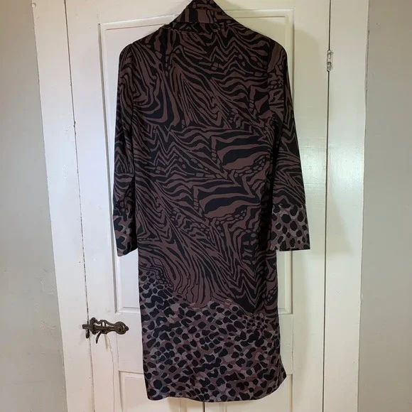 Black Label by Chico's XS Animal Print Dress Black Wedding Guest Church Mob Wife - Picture 2 of 13